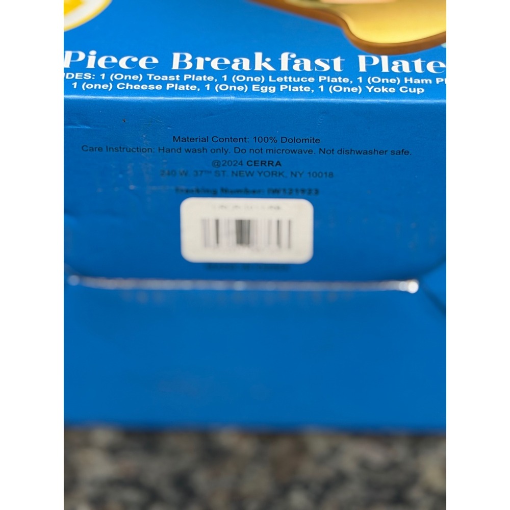 Cerra 6 Piece Breakfast Plate Set Stackable Dolomite Novelty Dishware New In Box